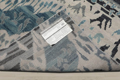 8x11 Gray Beige, Charcoal, Blue Color Hand Knotted  100% Wool Modern Oriental Rug