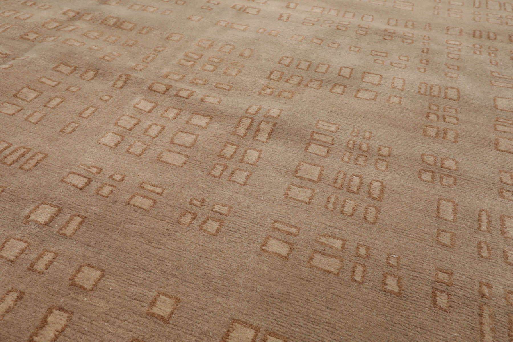 8x10 Tan, Brown, Color Hand Knotted  100% Wool Modern Oriental Rug