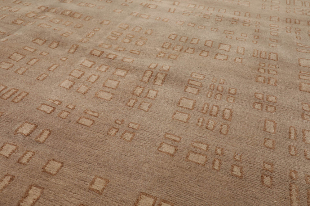 8x10 Tan, Brown, Color Hand Knotted  100% Wool Modern Oriental Rug