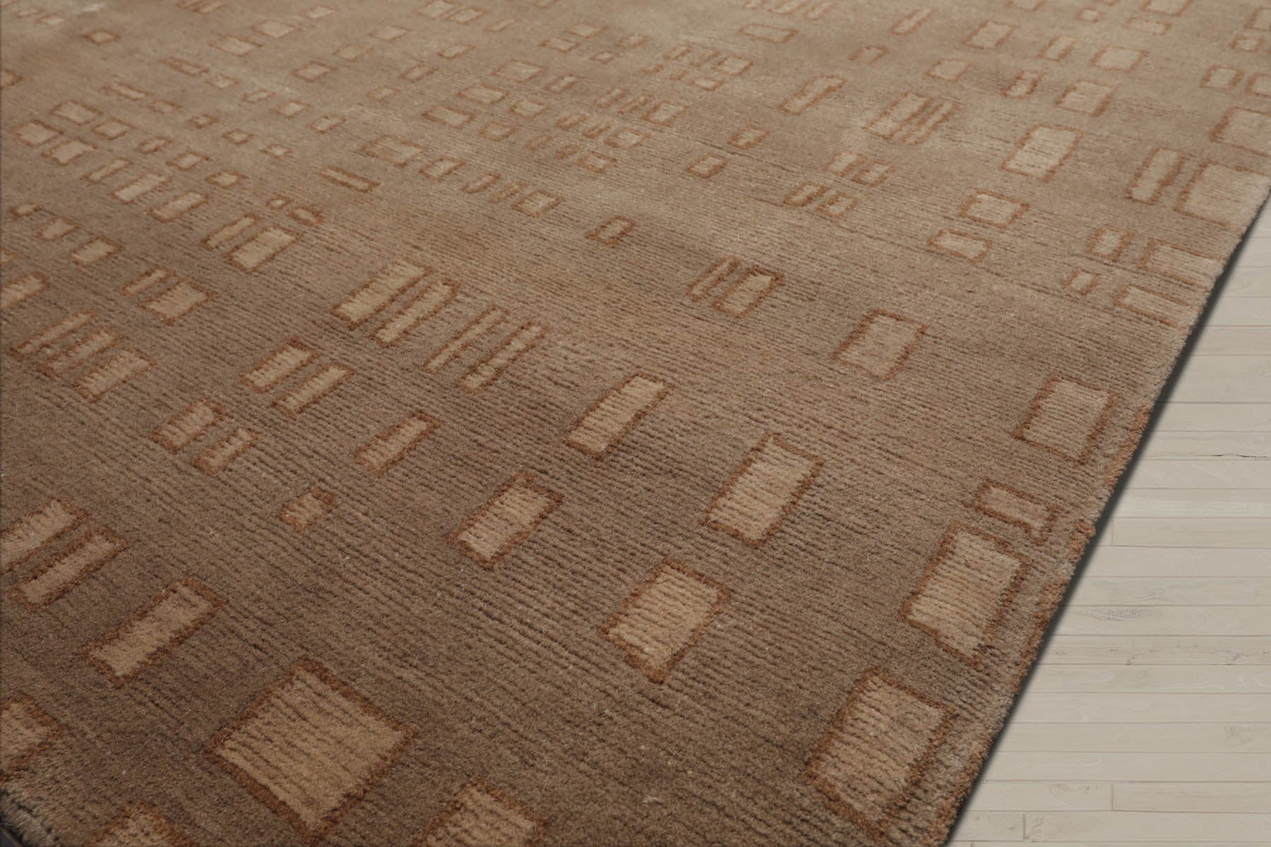 8x10 Tan, Brown, Color Hand Knotted  100% Wool Modern Oriental Rug