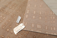8x10 Tan, Brown, Color Hand Knotted  100% Wool Modern Oriental Rug
