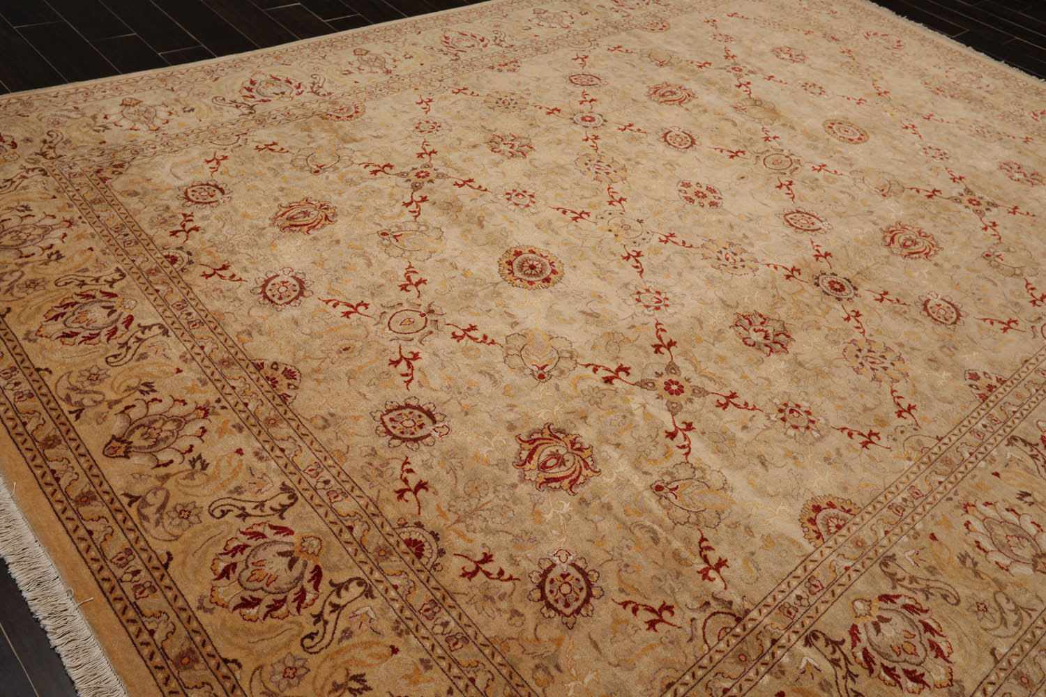 9x12 Beige, Brown, Red Color Hand Knotted Pak Persian 100% Wool Traditional Oriental Rug
