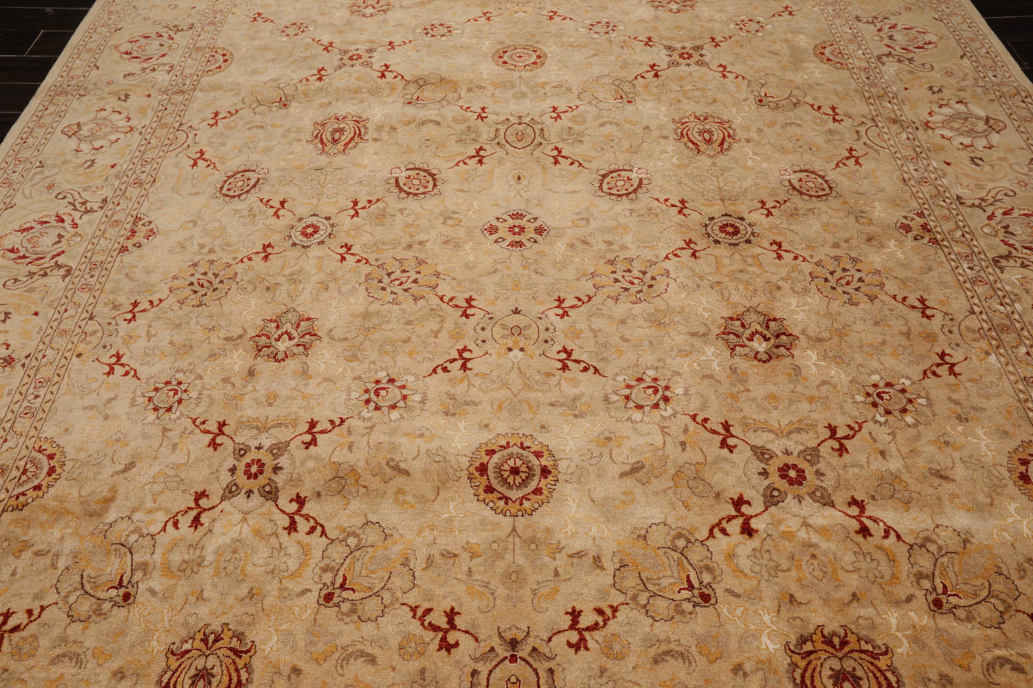 9x12 Beige, Brown, Red Color Hand Knotted Pak Persian 100% Wool Traditional Oriental Rug