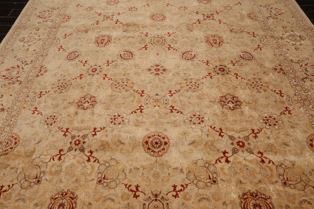9x12 Beige, Brown, Red Color Hand Knotted Pak Persian 100% Wool Traditional Oriental Rug