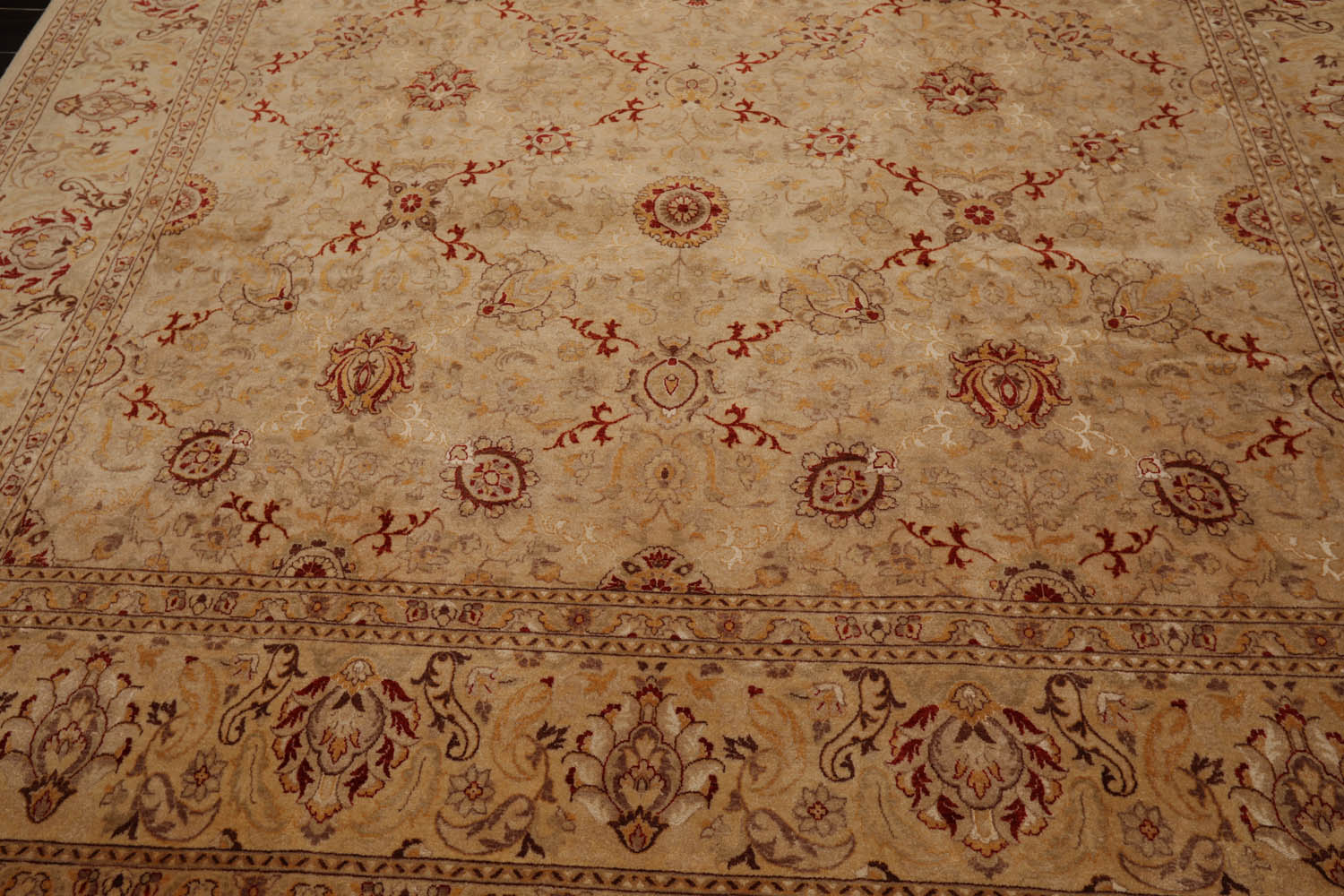 9x12 Beige, Brown, Red Color Hand Knotted Pak Persian 100% Wool Traditional Oriental Rug