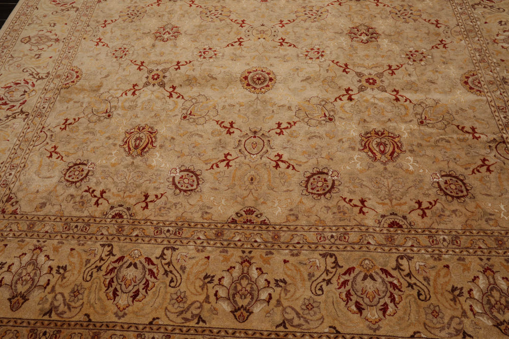9x12 Beige, Brown, Red Color Hand Knotted Pak Persian 100% Wool Traditional Oriental Rug