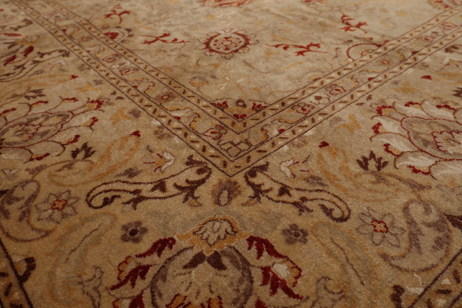 9x12 Beige, Brown, Red Color Hand Knotted Pak Persian 100% Wool Traditional Oriental Rug