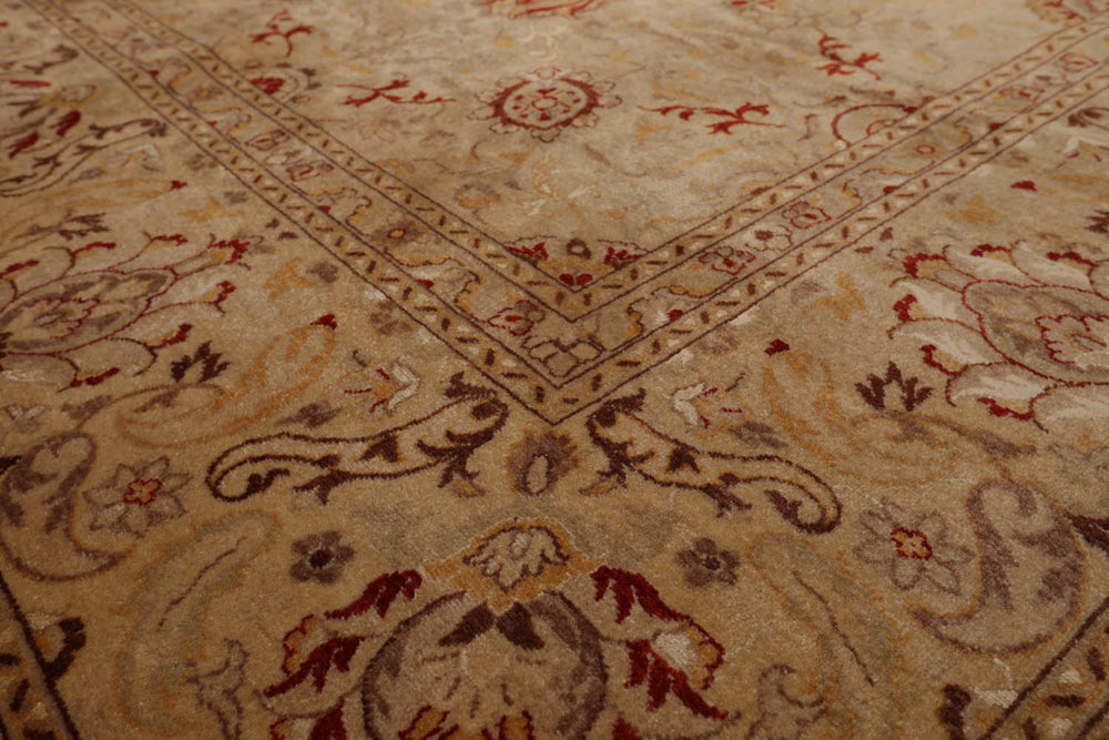 9x12 Beige, Brown, Red Color Hand Knotted Pak Persian 100% Wool Traditional Oriental Rug