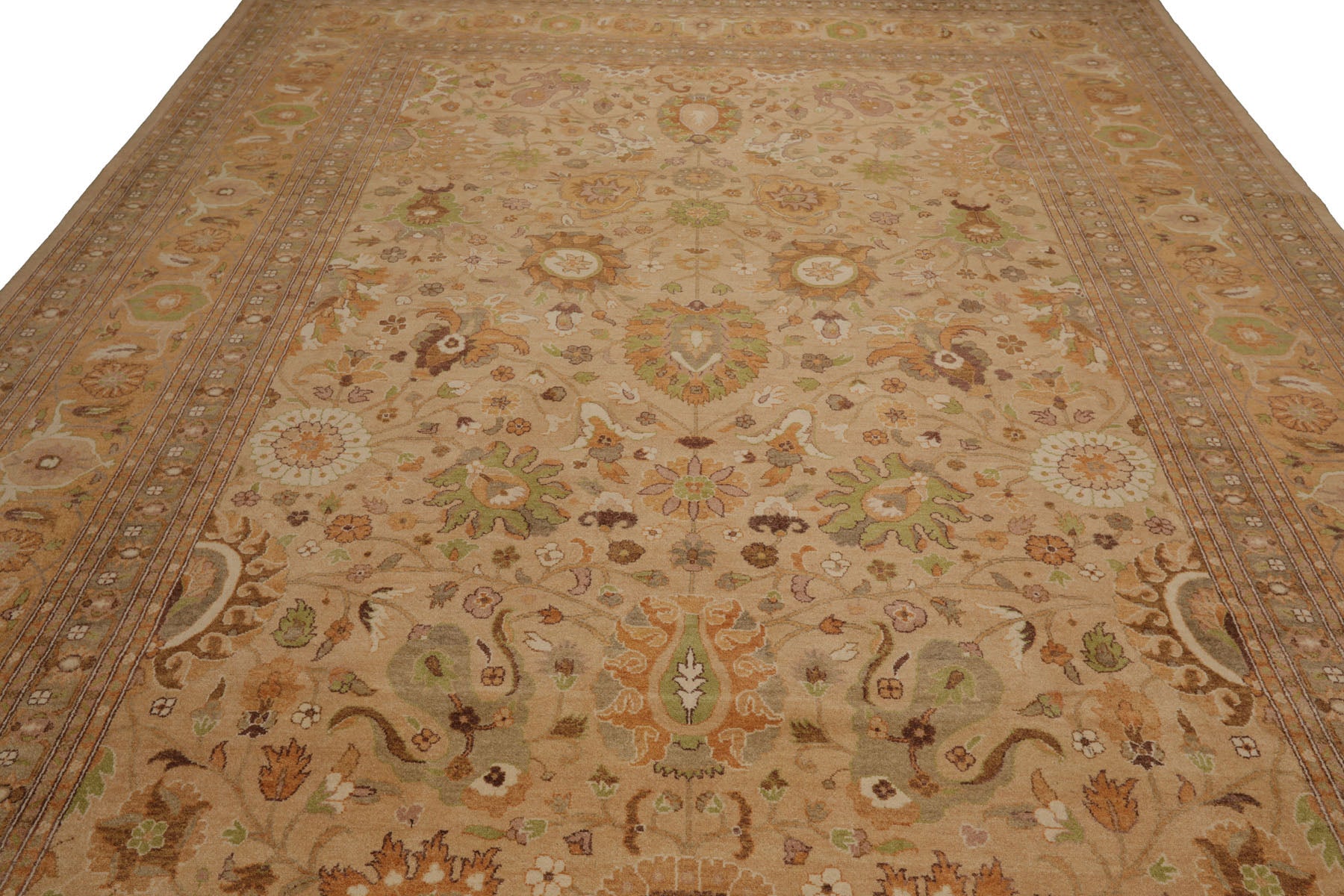 Knotted Rug Lime Brown Hand Knotted 9'x12' Pak Persian 16/18 Traditional 300 KPSI 100% Wool Oriental Area Rug