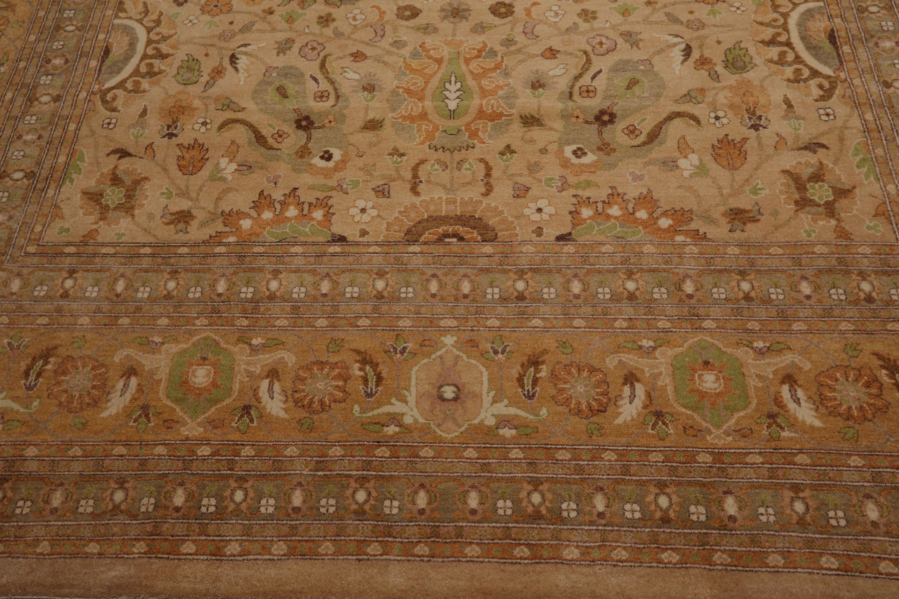 Knotted Rug Lime Brown Hand Knotted 9'x12' Pak Persian 16/18 Traditional 300 KPSI 100% Wool Oriental Area Rug