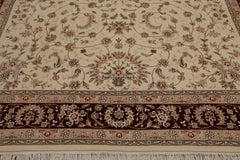 9x12 Cream, Maroon, Gray Color Hand Knotted Isfahan 100% Wool Traditional Oriental Rug