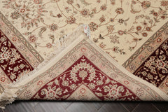 9x12 Cream, Maroon, Gray Color Hand Knotted Isfahan 100% Wool Traditional Oriental Rug
