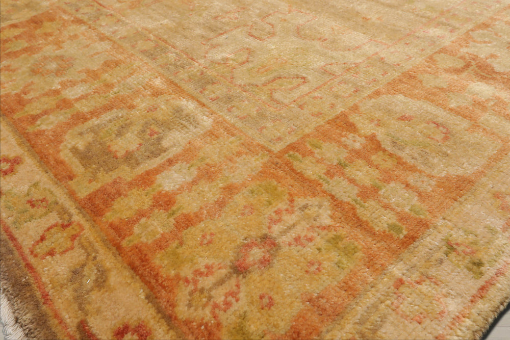 6x9 Tan, Teracotta, Gold Color Hand Knotted Oushak 100% Wool Traditional Oriental Rug