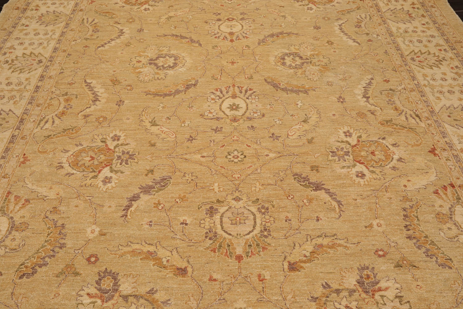 9x12 Tan, Beige, Gray Color Hand Knotted Chobi Peshawar 100% Wool Traditional Oriental Rug