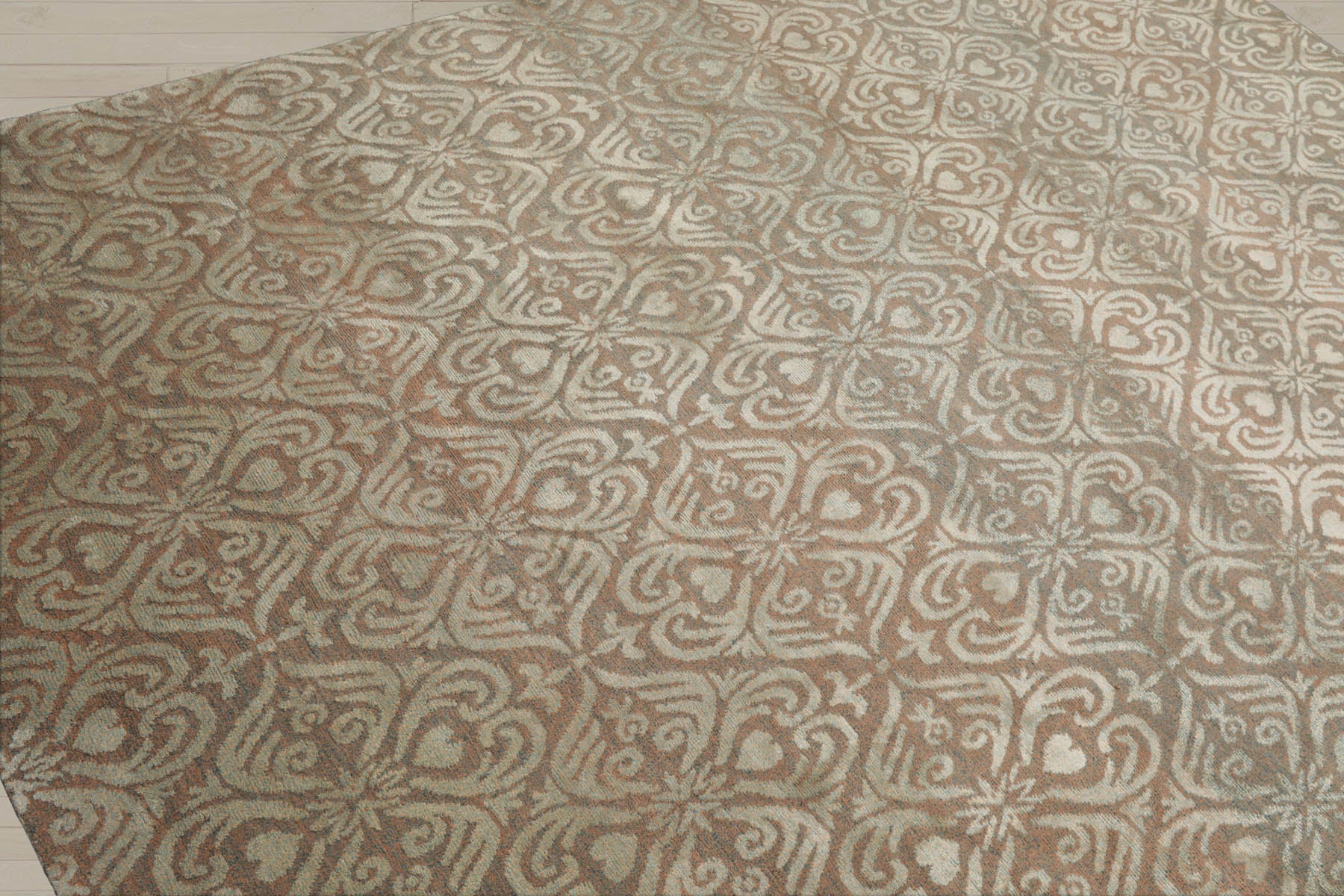 6x9 Aqua, Beige, Color Hand Knotted Tibetan Wool & Silk Traditional Oriental Rug