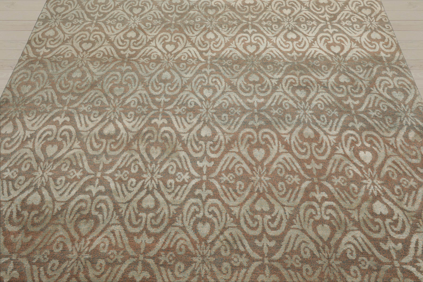 6x9 Aqua, Beige, Color Hand Knotted Tibetan Wool & Silk Traditional Oriental Rug