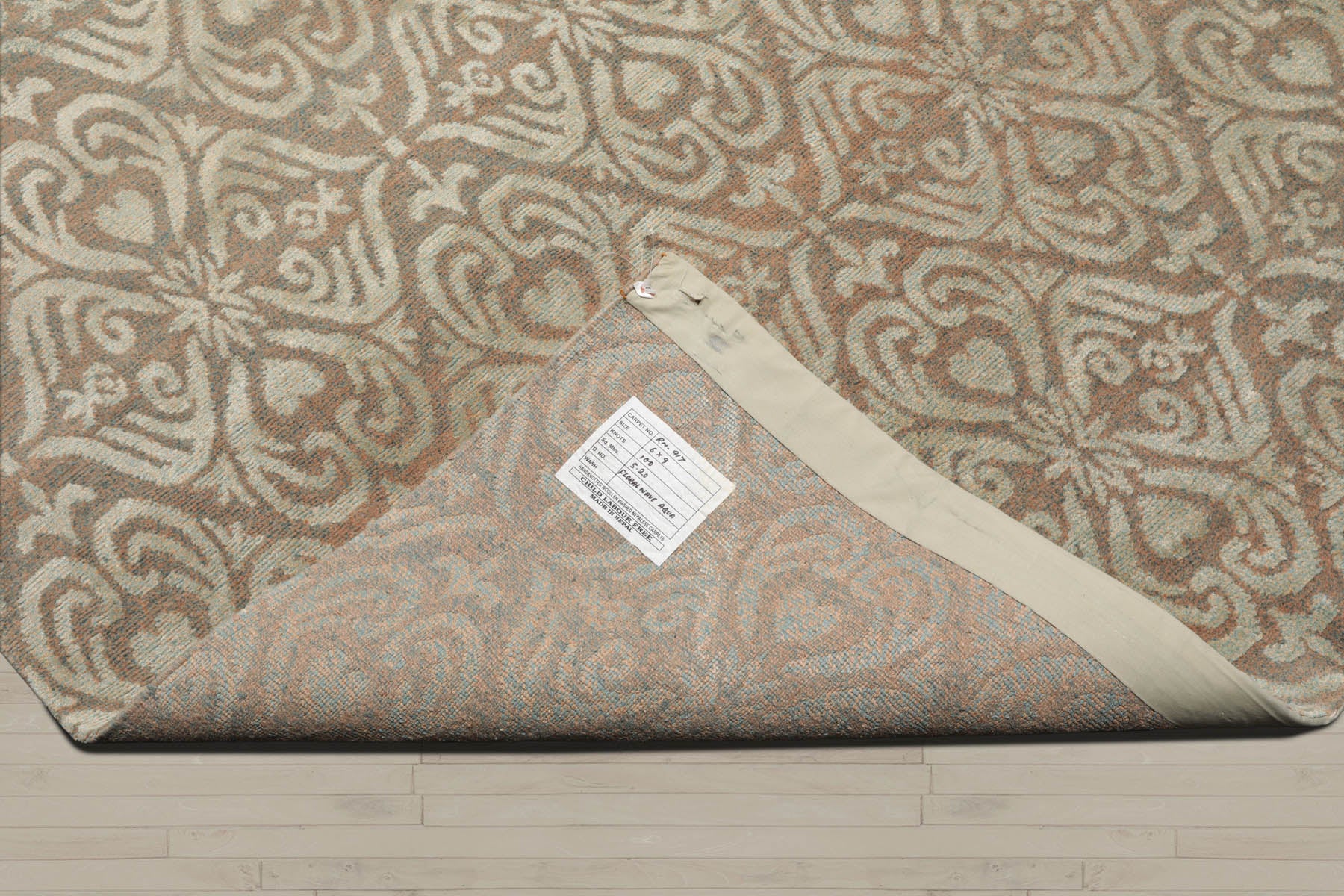 6x9 Aqua, Beige, Color Hand Knotted Tibetan Wool & Silk Traditional Oriental Rug