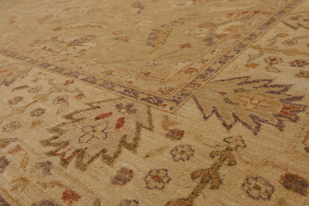 9x12 Tan, Beige, Gray Color Hand Knotted Chobi Peshawar 100% Wool Traditional Oriental Rug