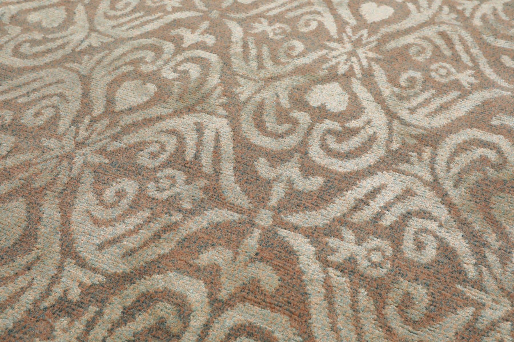 6x9 Aqua, Beige, Color Hand Knotted Tibetan Wool & Silk Traditional Oriental Rug