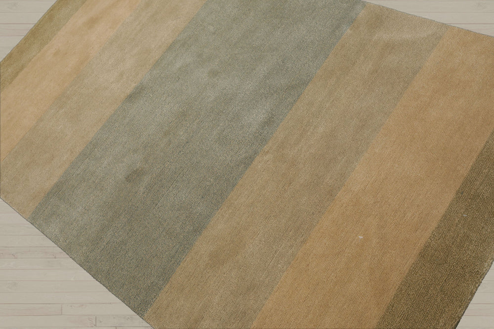 4x6 Aqua, Beige, Champagne Color Hand Knotted Tibetan Wool & Silk Modern Oriental Rug