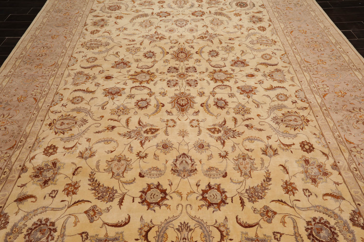 9x12 Ivory, Taupe, Brown Color Hand Knotted Pak Persian 100% Wool Traditional Oriental Rug