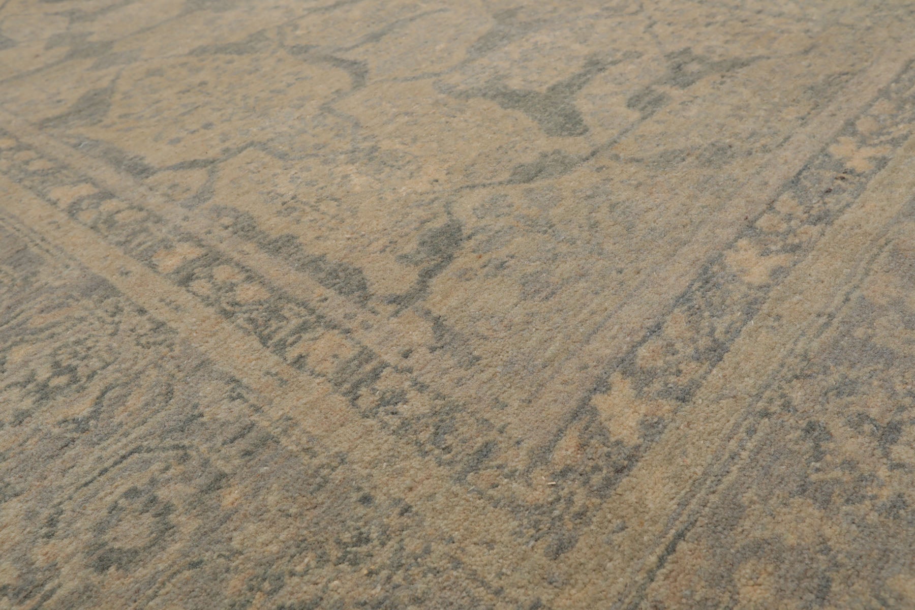 Knotted Rug Beige Gray Hand Knotted 5'x7' Tibetan Transitional 100% Wool Oriental Area Rug