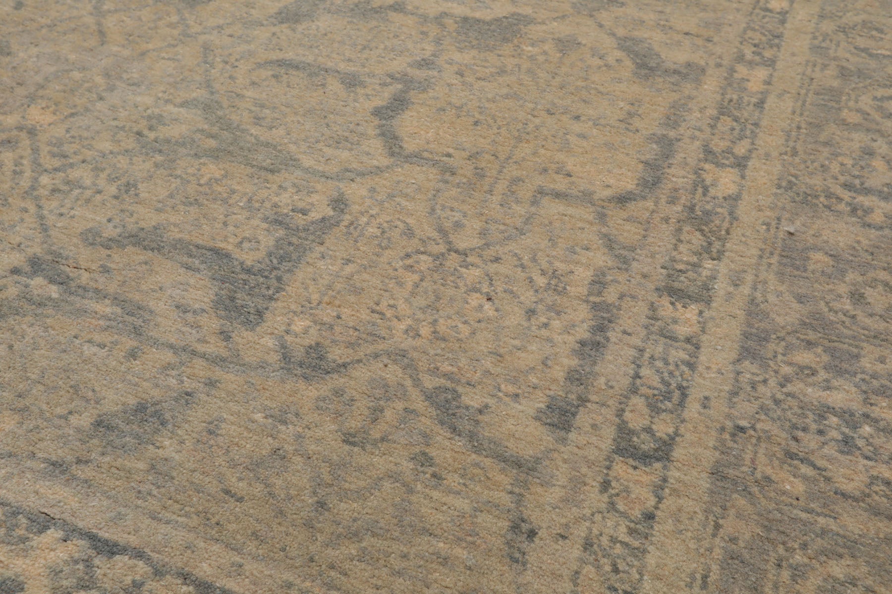 Knotted Rug Beige Gray Hand Knotted 5'x7' Tibetan Transitional 100% Wool Oriental Area Rug
