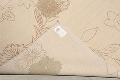 6x9 Ivory, Olive Green, Brown Color Hand Knotted Tibetan Wool & Silk Transitional Oriental Rug
