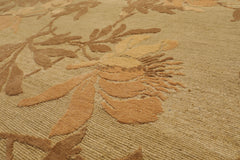 6x9 Light Olive, Brown, Beige Color Hand Knotted Tibetan 100% Wool Transitional Oriental Rug
