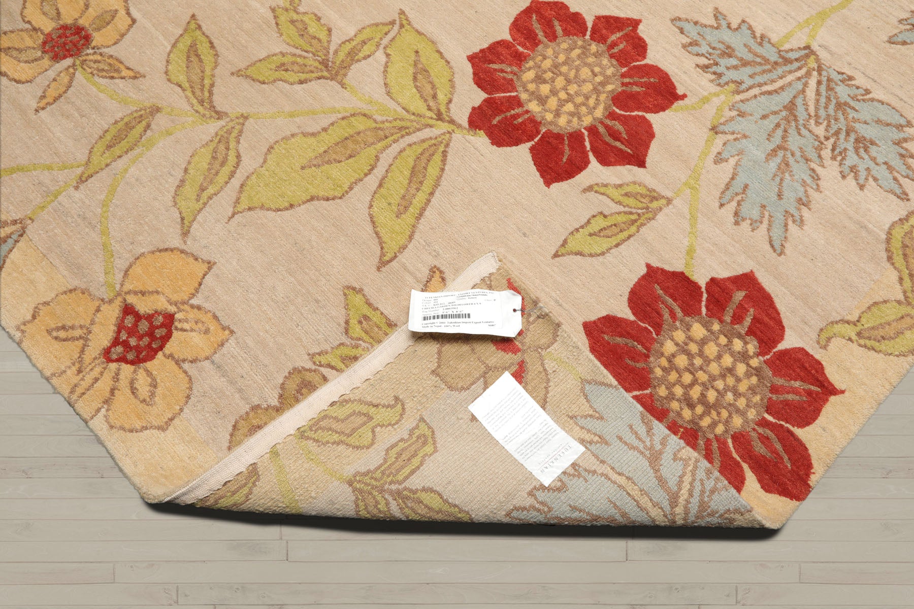 5x8 Beige, Lime, Tan Color Hand Knotted  100% Wool Transitional Oriental Rug