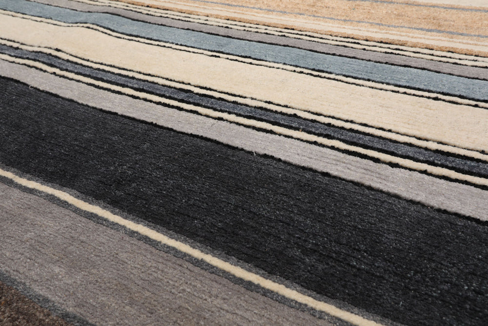 5x8 Ivory, Gray, Blue Color Hand Knotted Tibetan 100% Wool Modern Oriental Rug