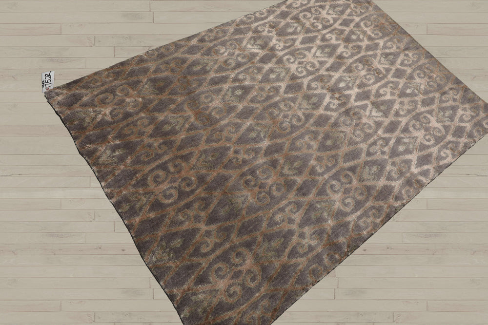 4x6 Gray, Beige, Tone On Tone Color Hand Knotted  100% Wool Transitional Oriental Rug