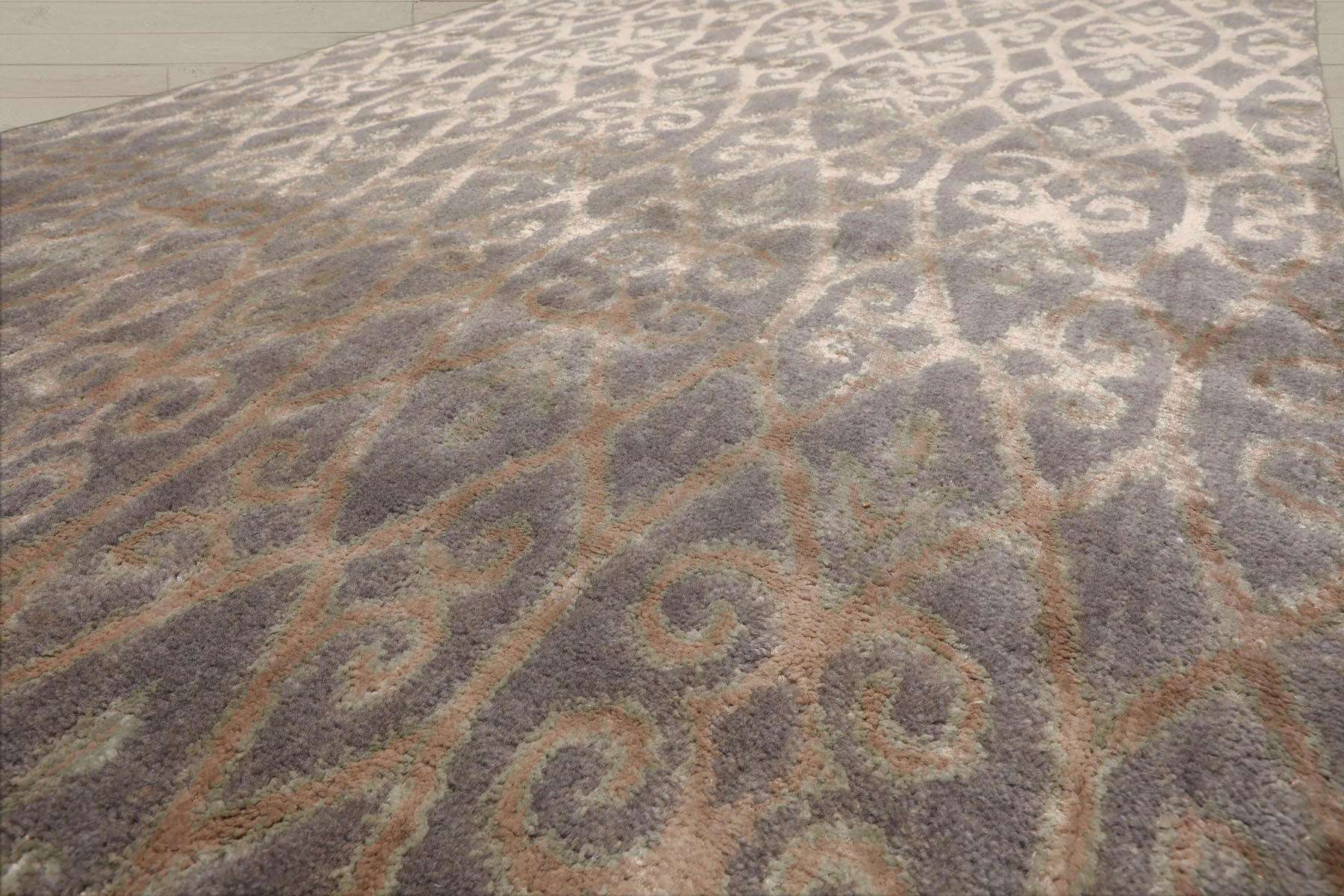 4x6 Gray, Beige, Tone On Tone Color Hand Knotted  100% Wool Transitional Oriental Rug