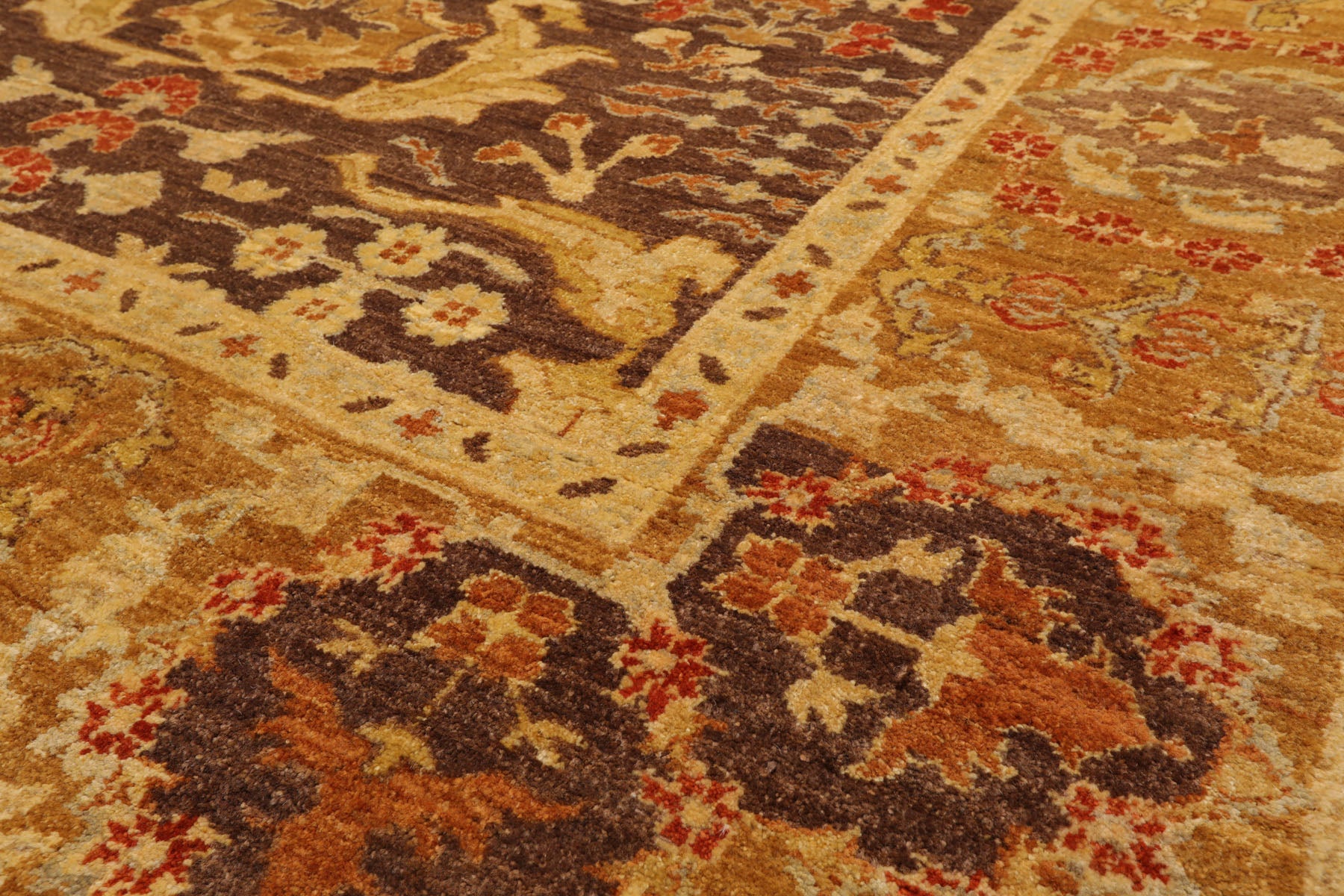 6x9 Brown, Gold, Rust Color Hand Knotted Chobi Peshawar 100% Wool Traditional Oriental Rug