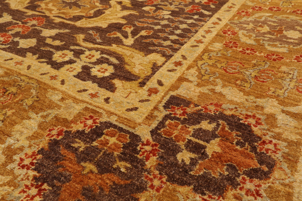 6x9 Brown, Gold, Rust Color Hand Knotted Chobi Peshawar 100% Wool Traditional Oriental Rug