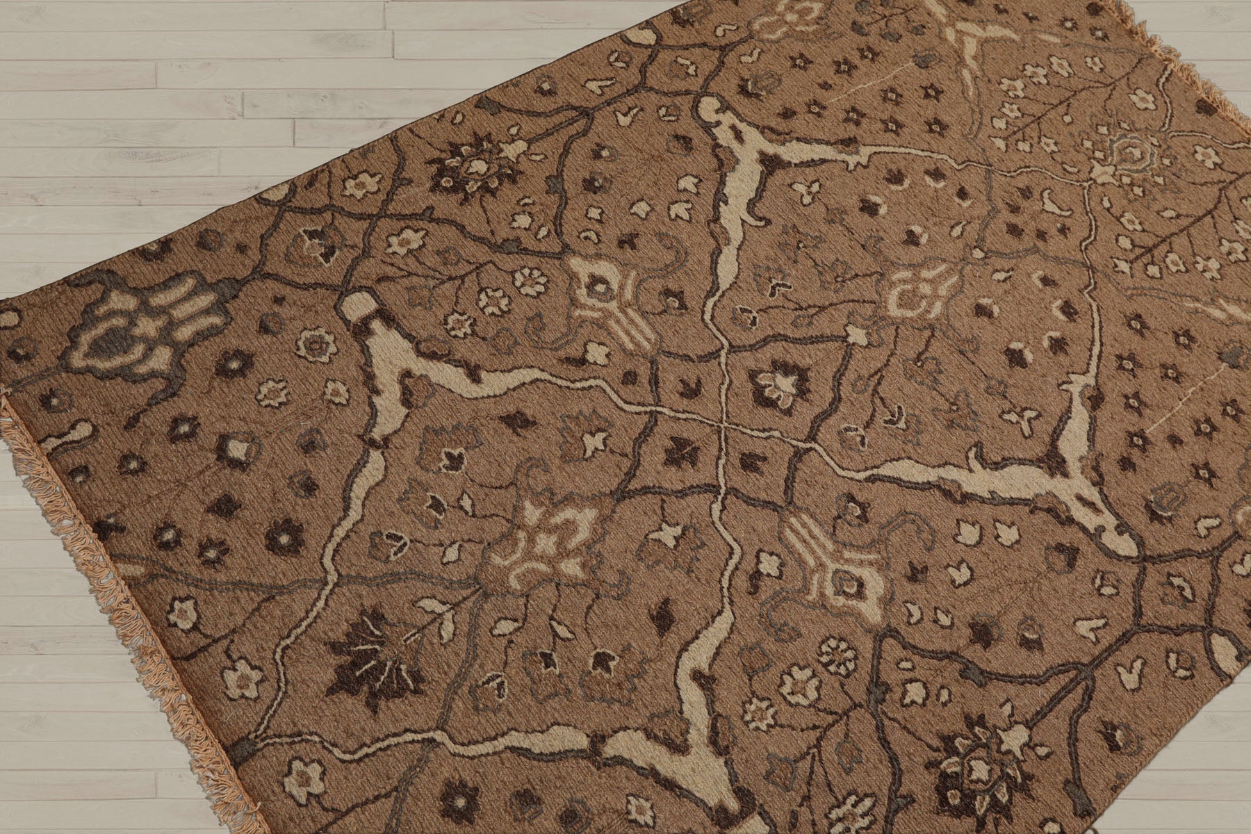 4x6 Camel, Beige, Chocolate Color Hand Knotted Soumak 100% Wool Traditional Oriental Rug