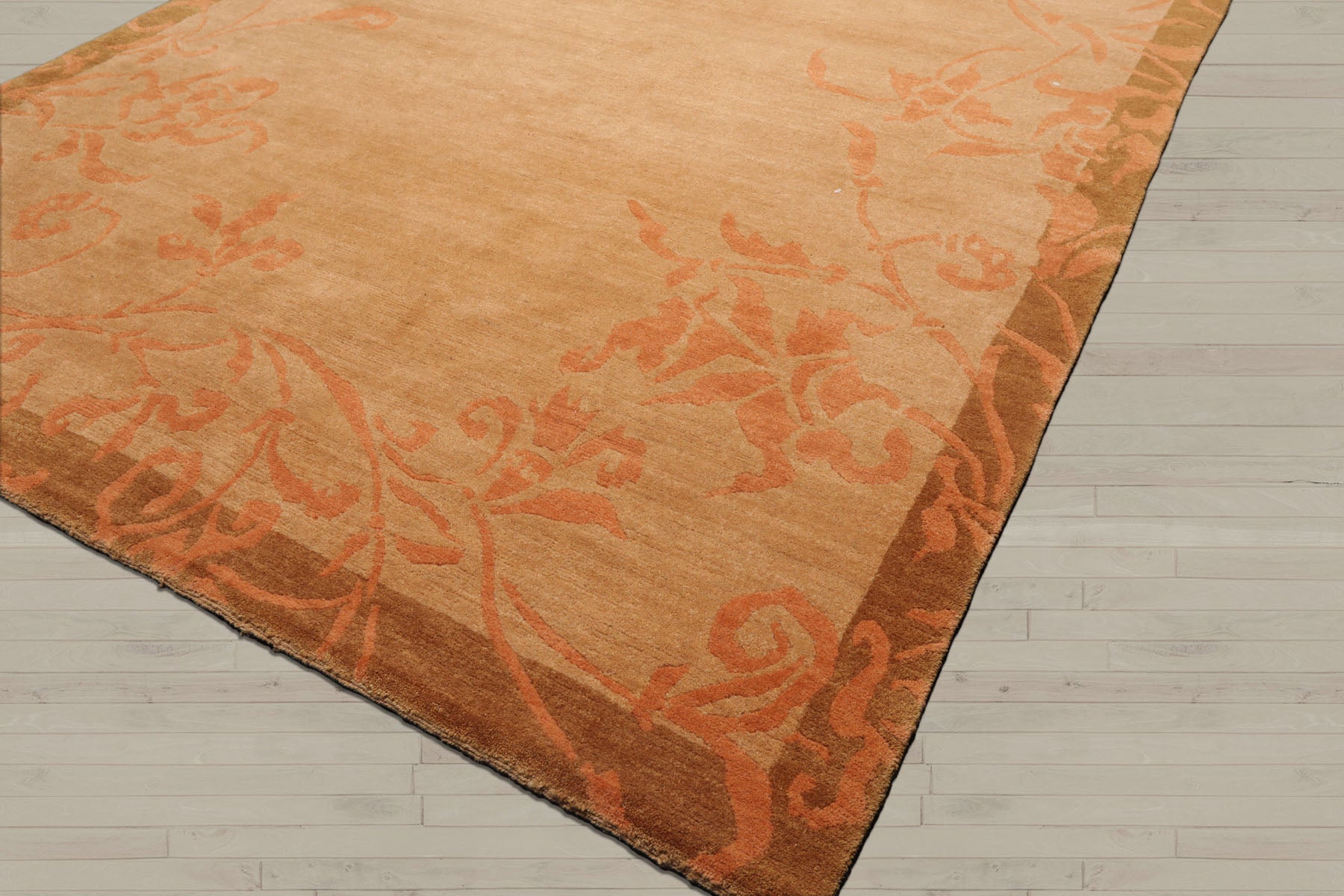 5x8 Maple, Pale Peach, mossy gold Color Hand Knotted Tibetan 100% Wool Traditional Oriental Rug