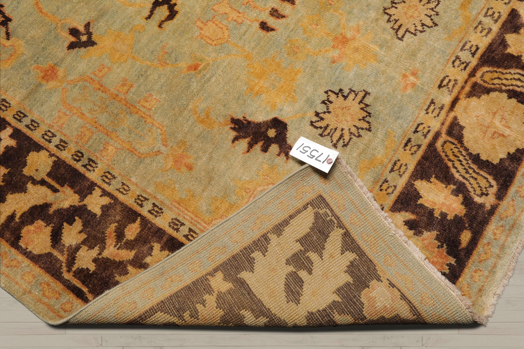 6x9 Pale Aqua, Chocolate, Gold Color Hand Knotted Oushak 100% Wool Traditional Oriental Rug