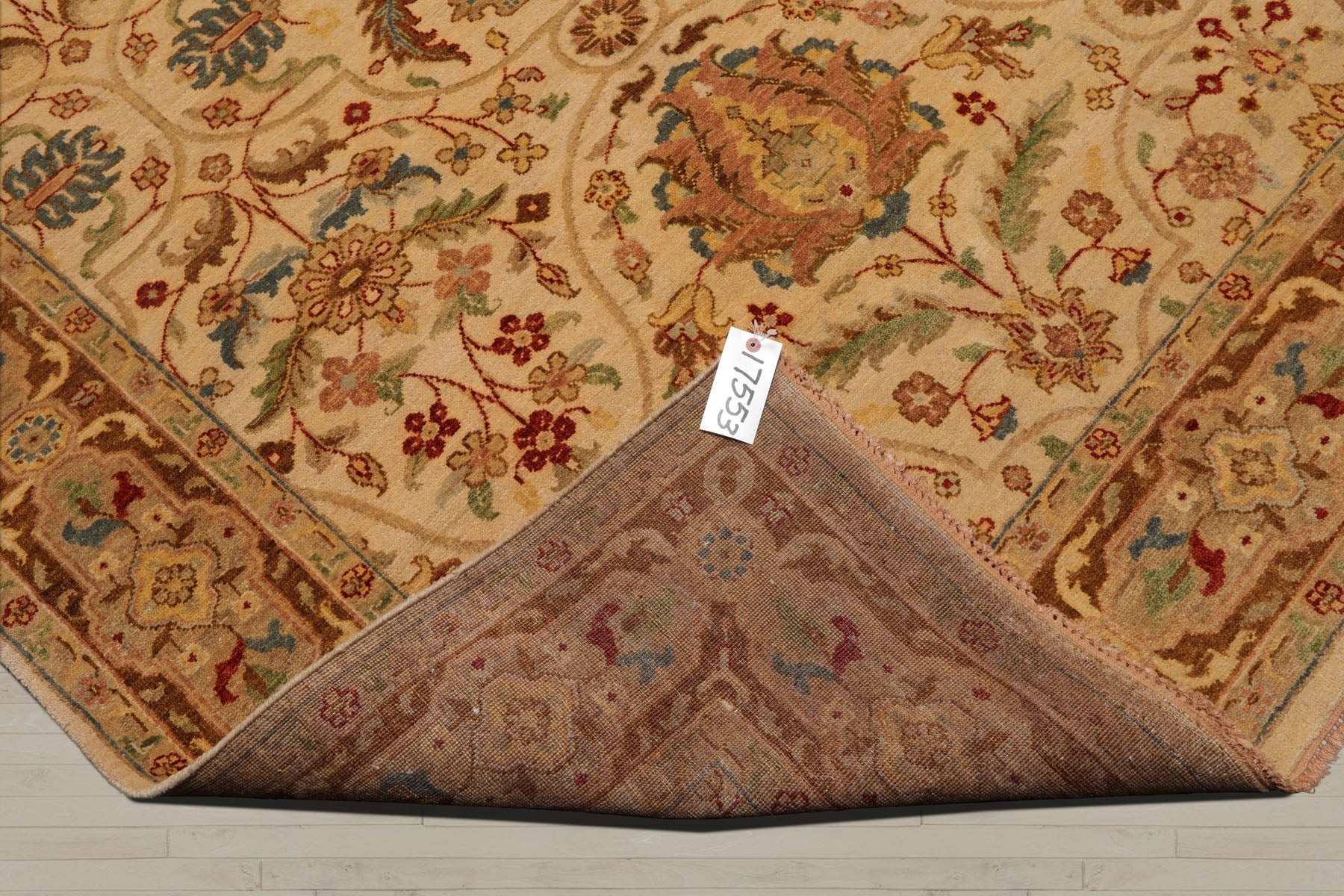 6x9 Beige, Brown, Turquoise Color Hand Knotted Sultanabad 100% Wool Traditional Oriental Rug