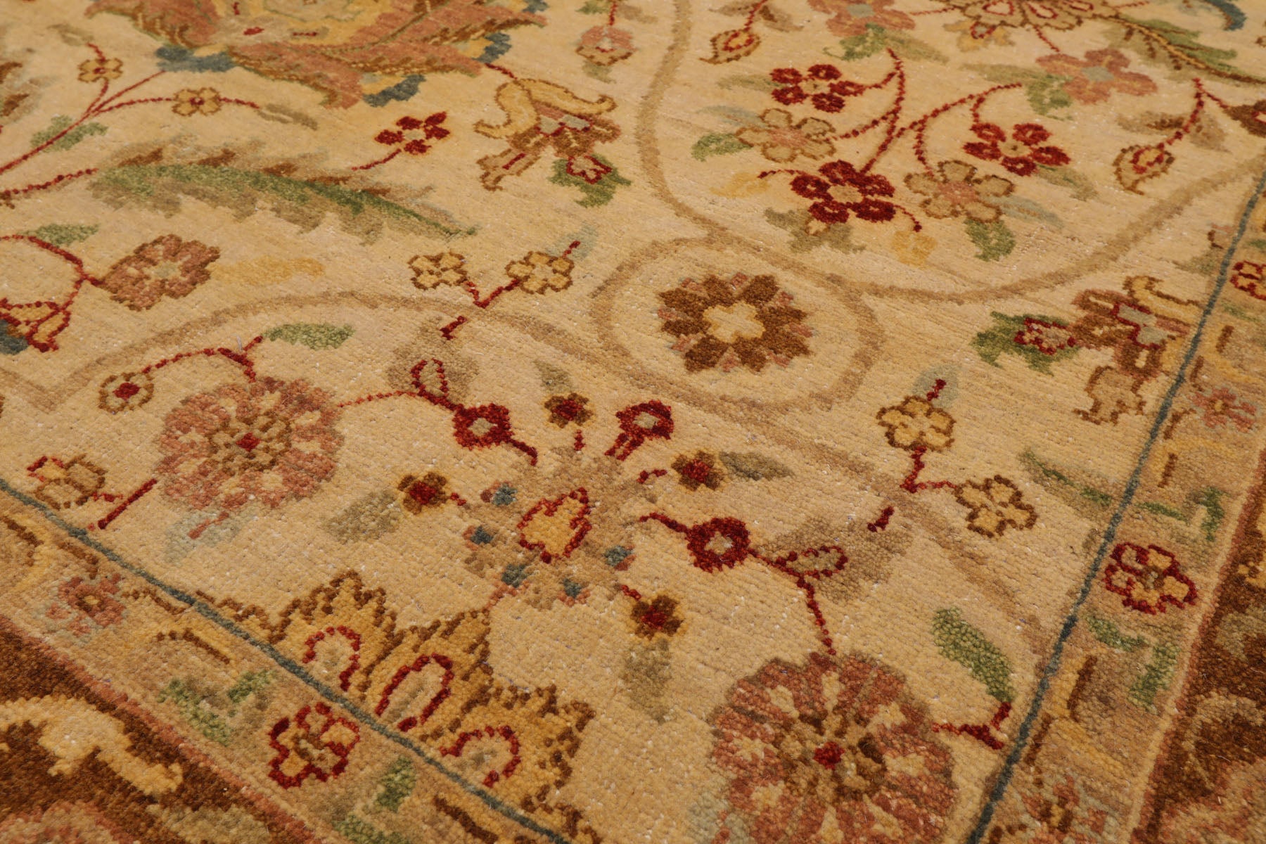 6x9 Beige, Brown, Turquoise Color Hand Knotted Sultanabad 100% Wool Traditional Oriental Rug