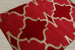 4x6 Raspberry, Red, Color Hand Knotted  100% Wool Transitional Oriental Rug