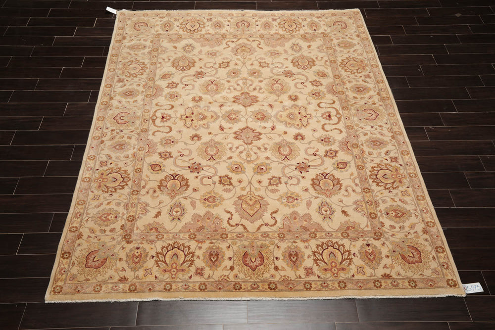 8x10 Beige, Brown, Taupe Color Hand Knotted Pak Persian 100% Wool Traditional Oriental Rug