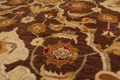 6x9 Brown, Beige, Gold Color Hand Knotted Peshawar 100% Wool Traditional Oriental Rug