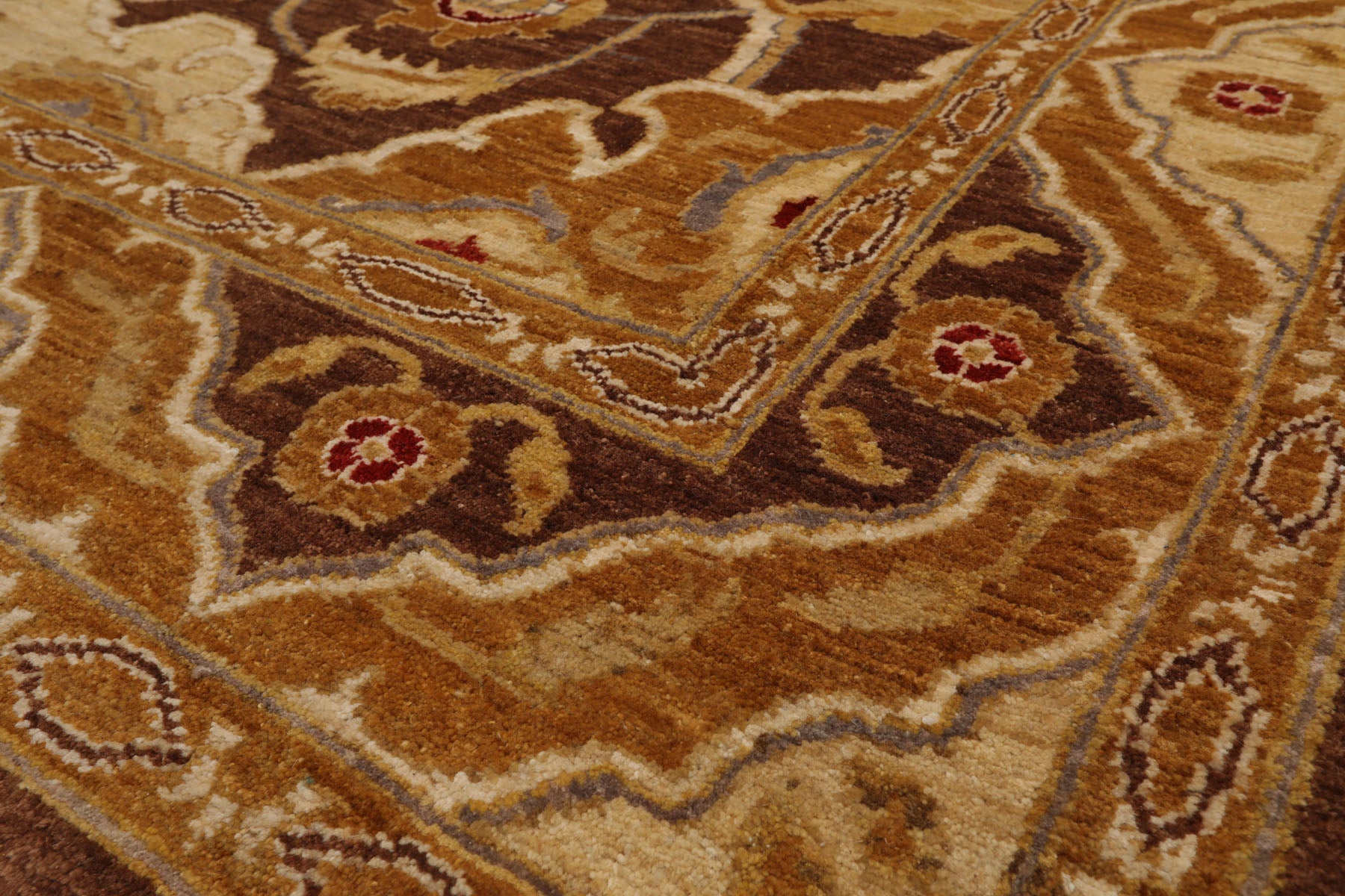 6x9 Brown, Beige, Gold Color Hand Knotted Peshawar 100% Wool Traditional Oriental Rug