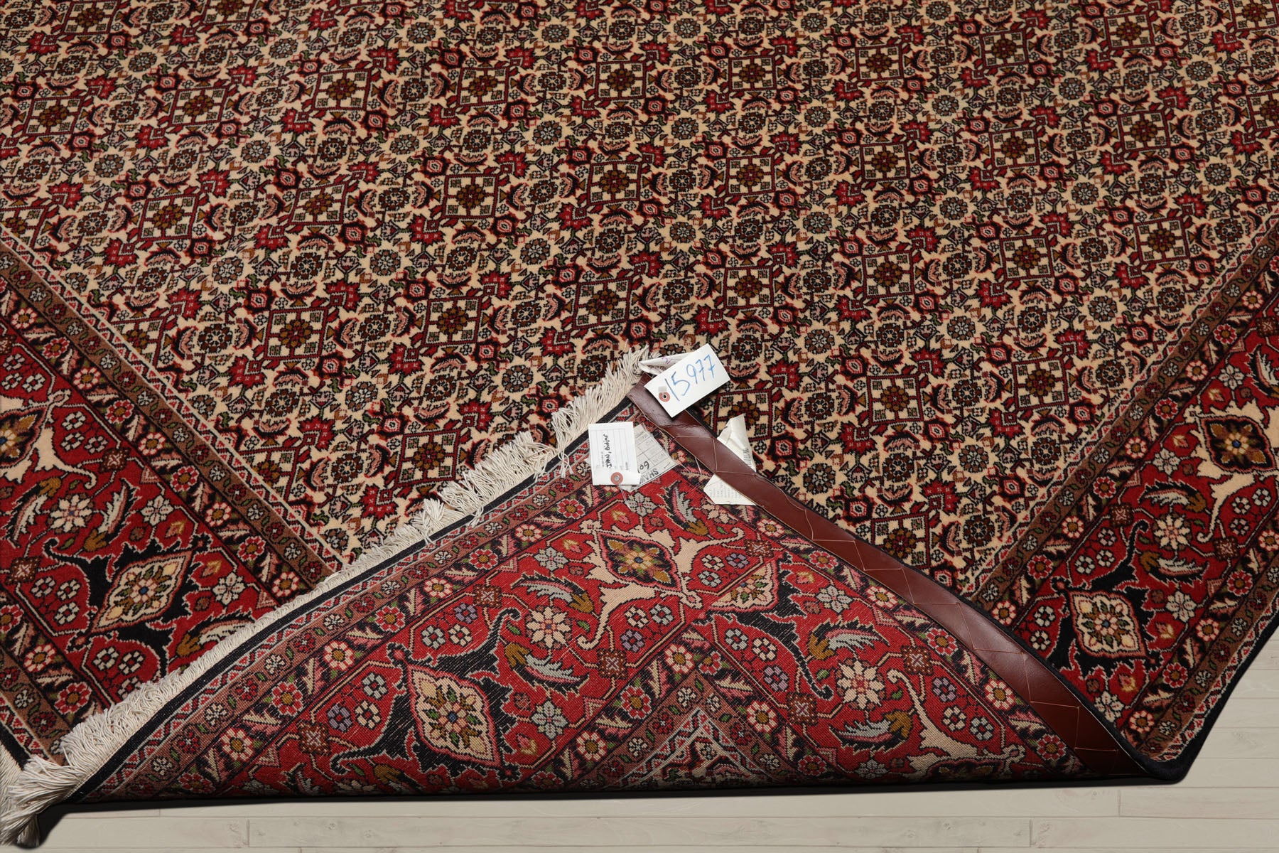 8x11 Ivory, Rose, Black Color Hand Knotted Bidjar 100% Wool Traditional Oriental Rug