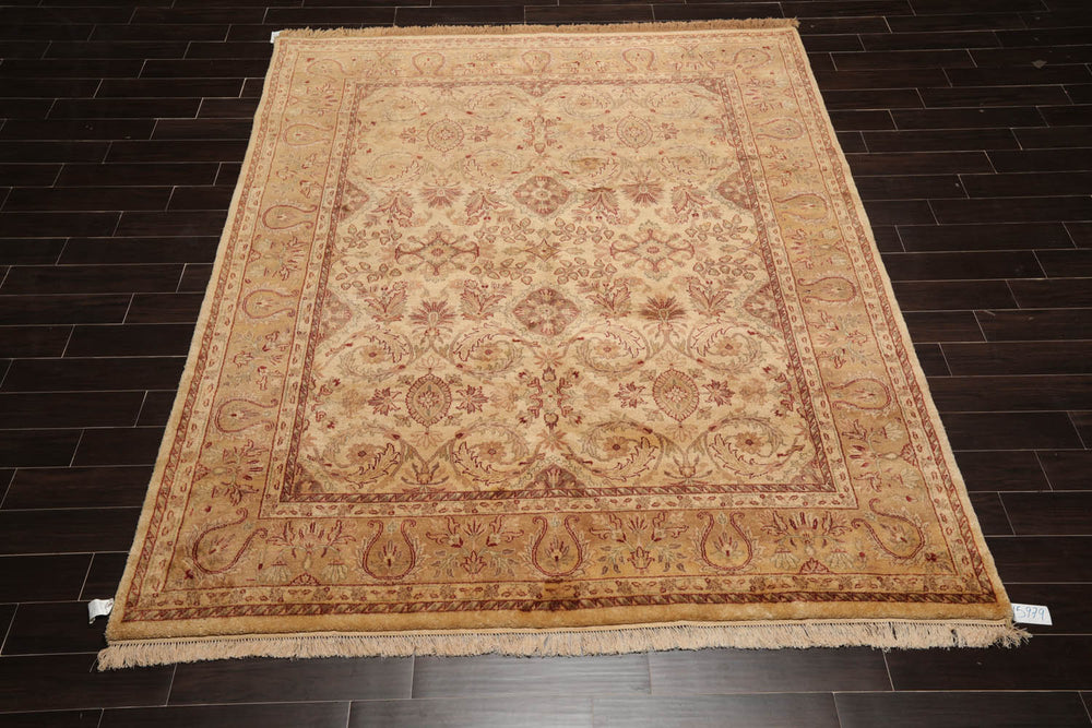 8x10 Beige, Tan, Rust Color Hand Knotted Agra 100% Wool Traditional Oriental Rug