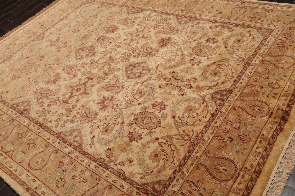 8x10 Beige, Tan, Rust Color Hand Knotted Agra 100% Wool Traditional Oriental Rug