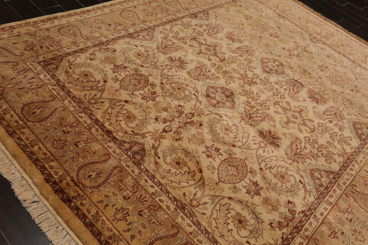 8x10 Beige, Tan, Rust Color Hand Knotted Agra 100% Wool Traditional Oriental Rug