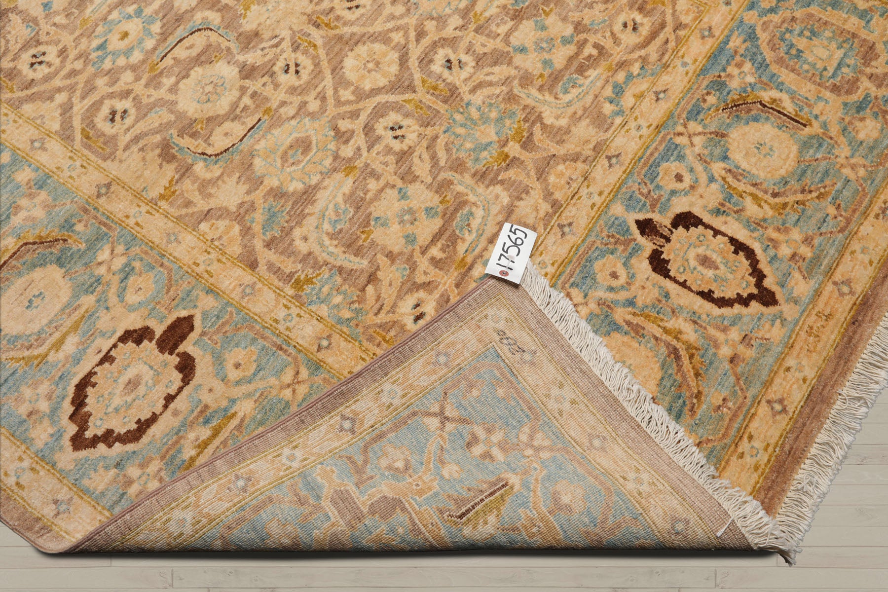 6x9 Taupe, Aqua, Brown Color Hand Knotted Peshawar 100% Wool Traditional Oriental Rug