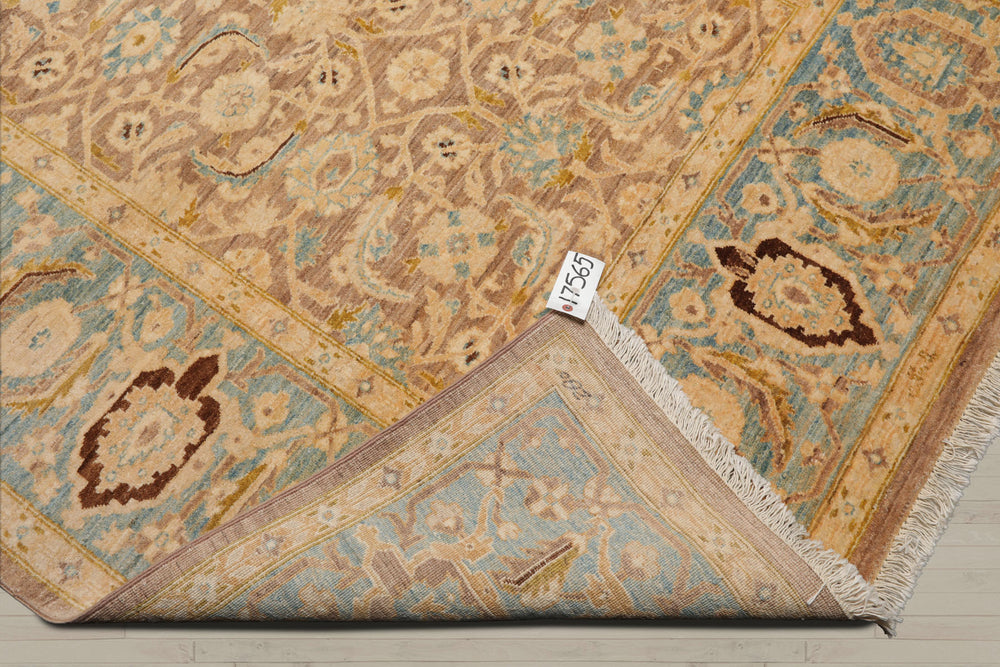 6x9 Taupe, Aqua, Brown Color Hand Knotted Peshawar 100% Wool Traditional Oriental Rug